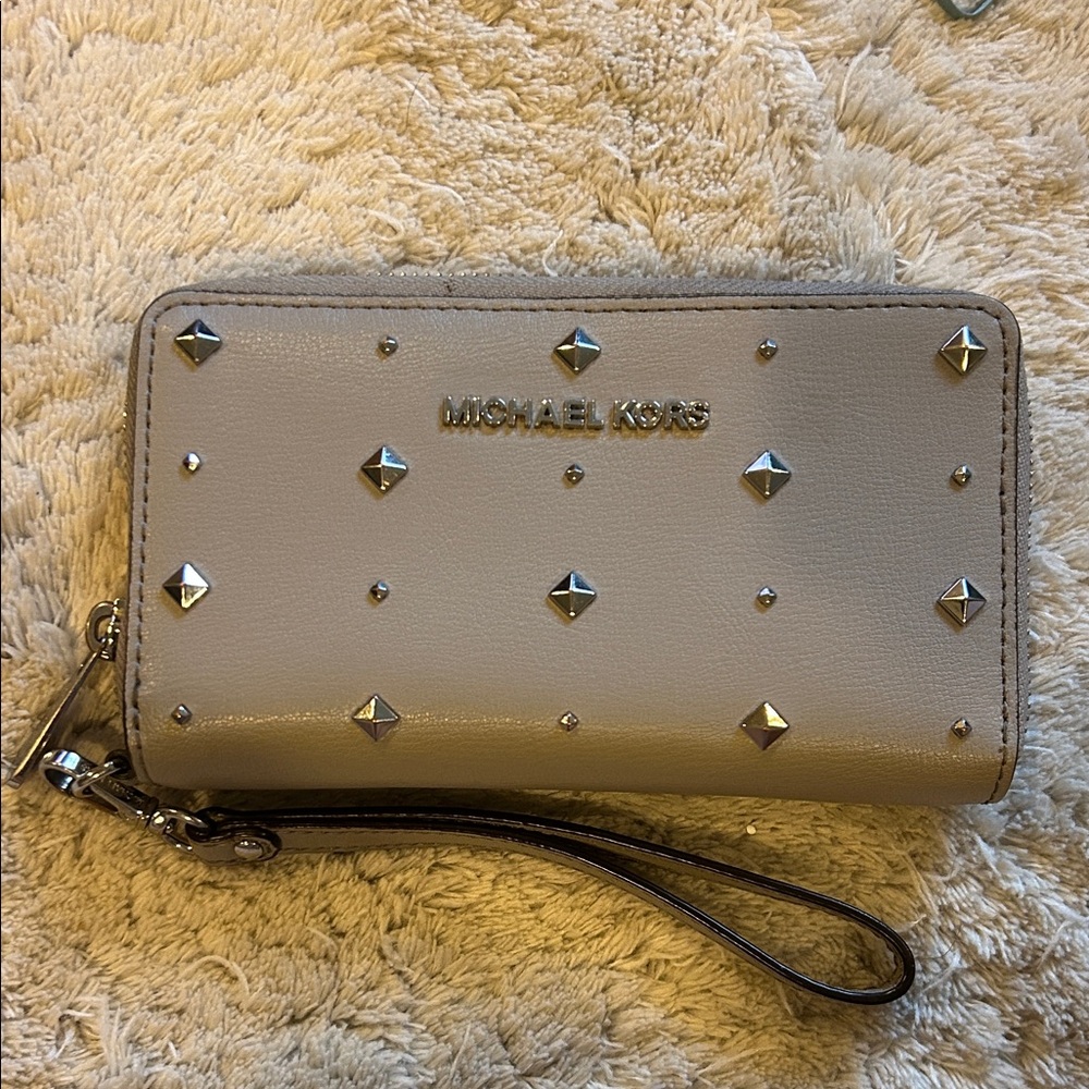 Michael Kors Gray Studded Wristlet